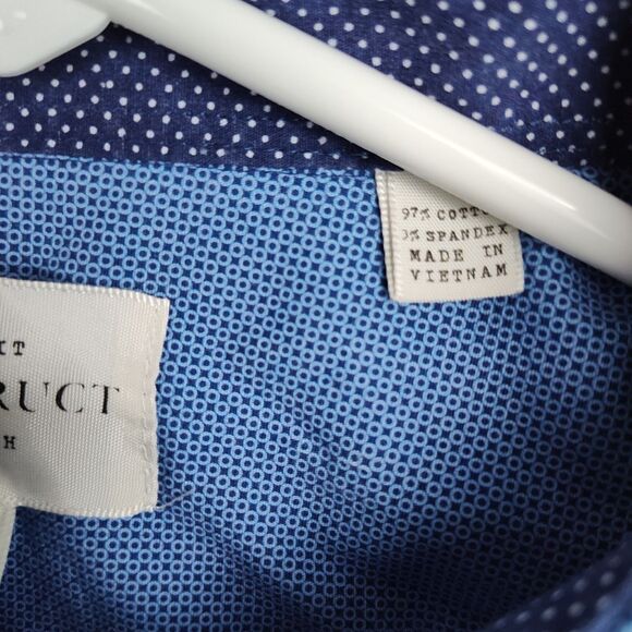 CON.STRUCT Button-Up Shirt Men's XL 17-17 1/2 34-35 Blue Slim Fit Stretch - Picture 7 of 8